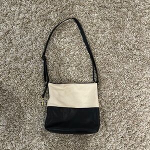 Fossil Cream and Black Shoulder Bag with Adjustable Strap